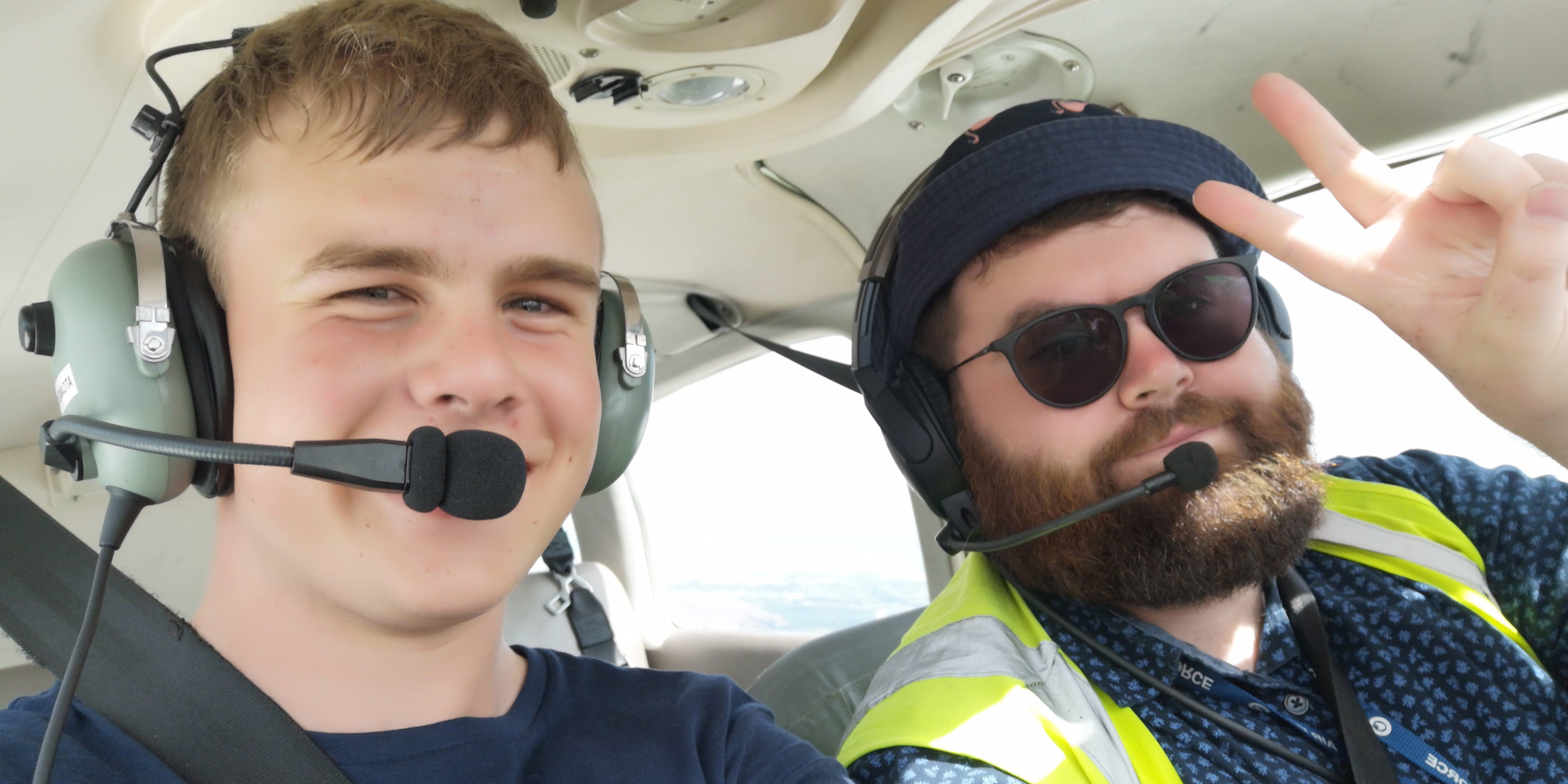 Sergeant Watts flying with an instructor on N.A.C.